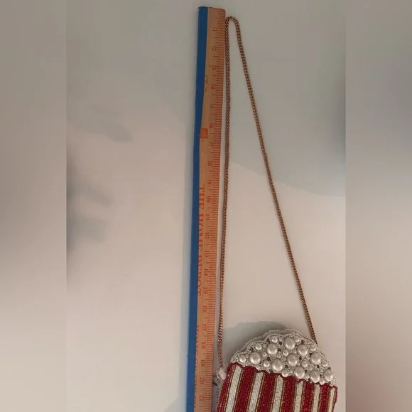 Viral  Beaded Popcorn Women’s Bag With Gold Crossbody Chain Made In India NWT - Picture 6 of 8